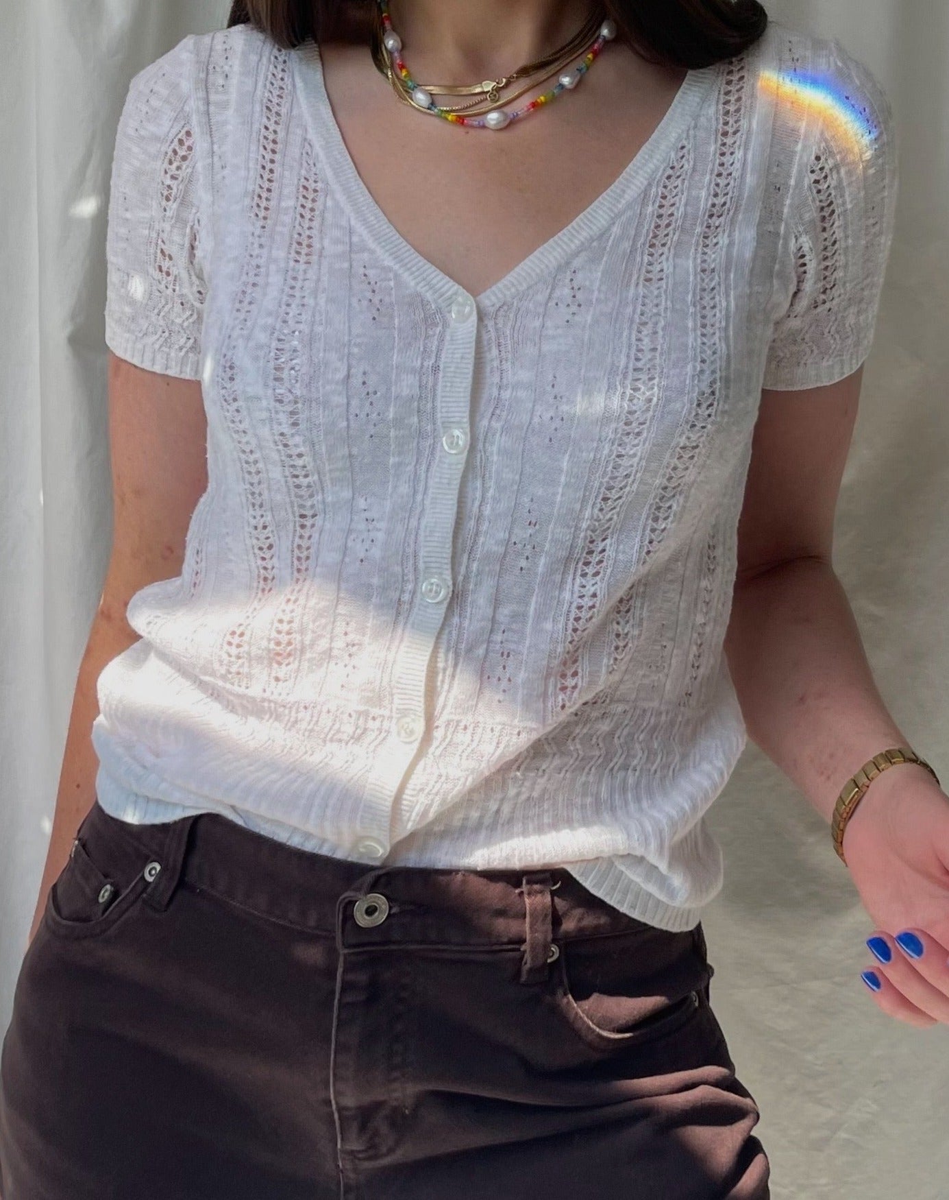 Short sleeve knit cardigan