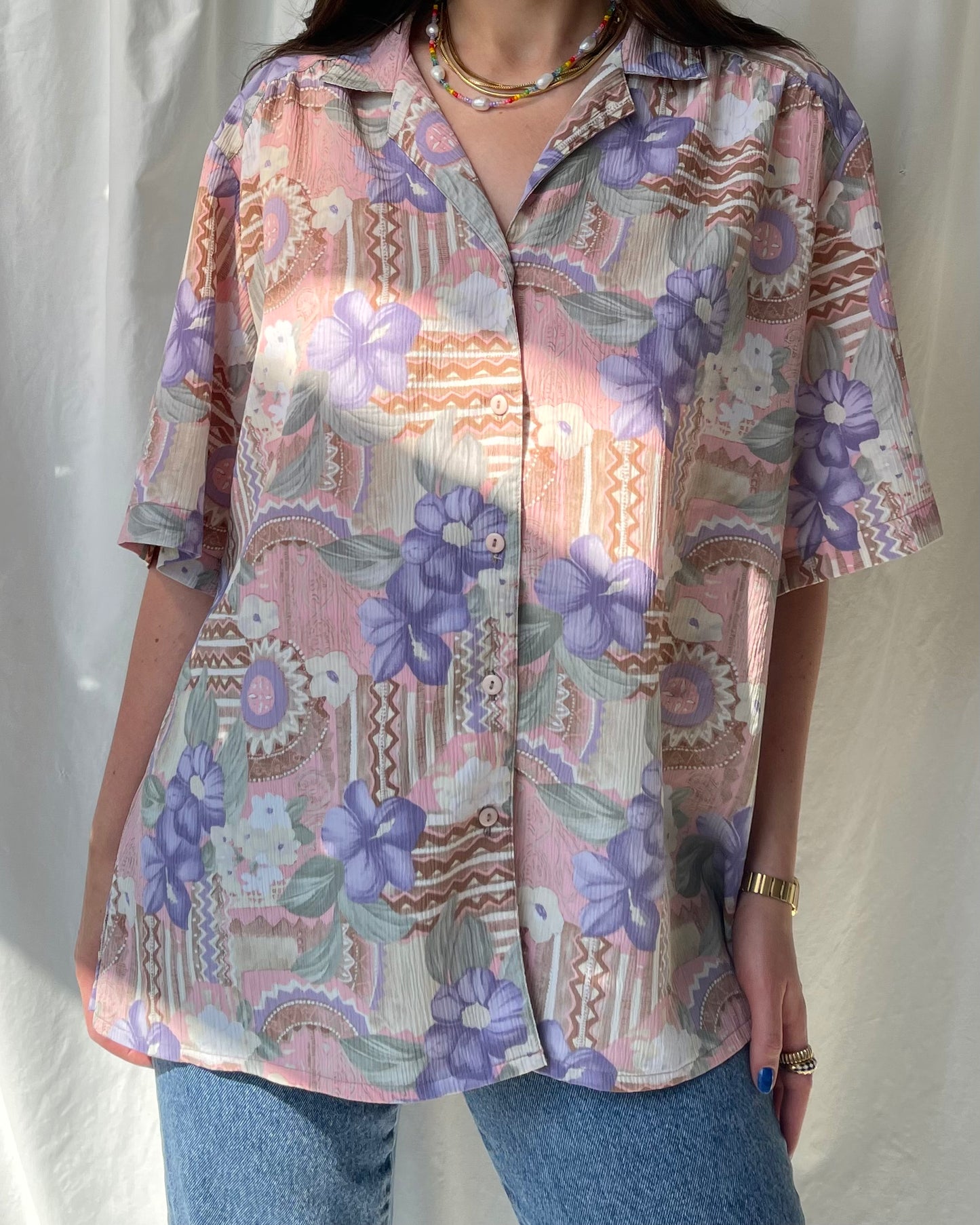 Pastel floral buttonup