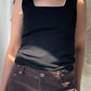 Square neck tank with trim