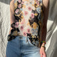 Sheer pleated floral tank