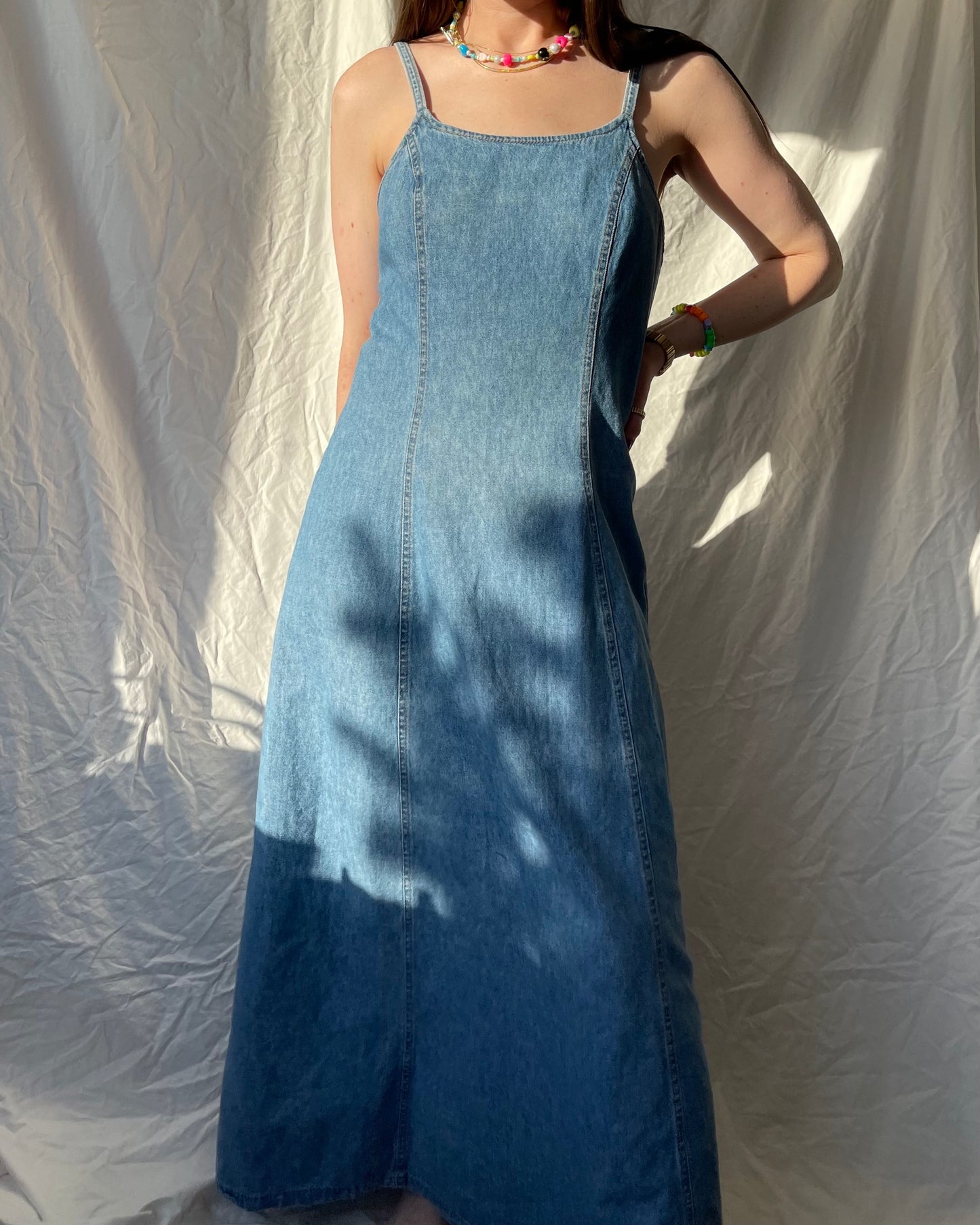 Y2K denim maxi dress