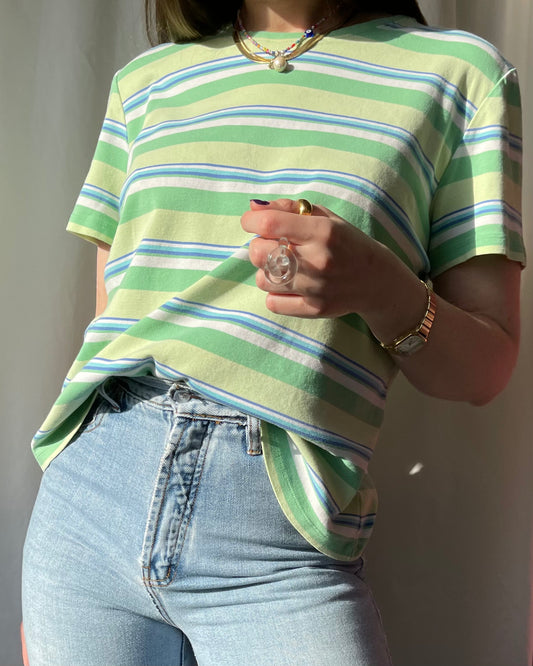 100% cotton striped tee