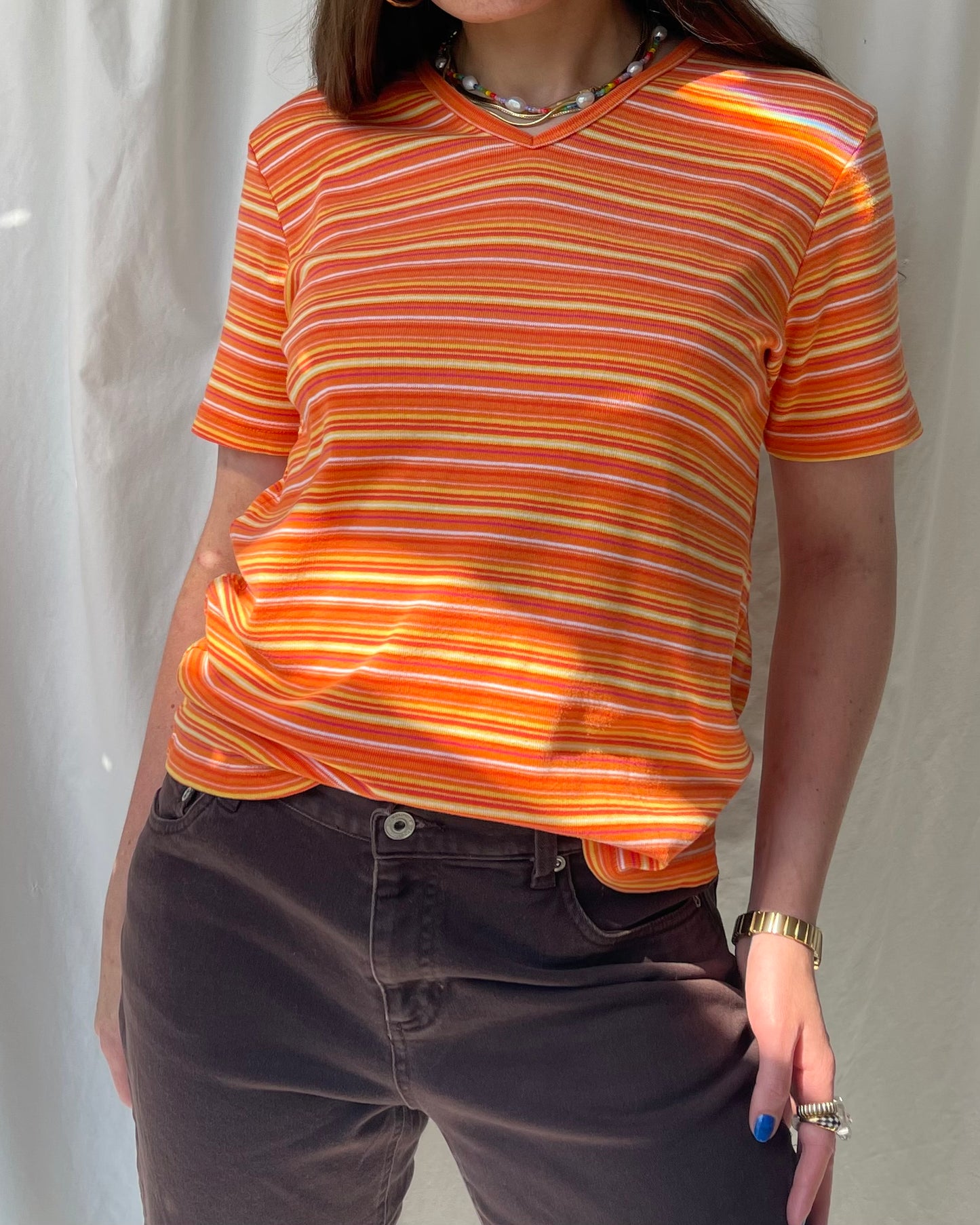 Striped cotton tee